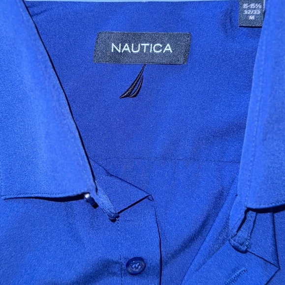 Nautica Men’s Dress Shirt Vibrant Blue Long Sleeve Classic Fit Size - Medium - Picture 6 of 11